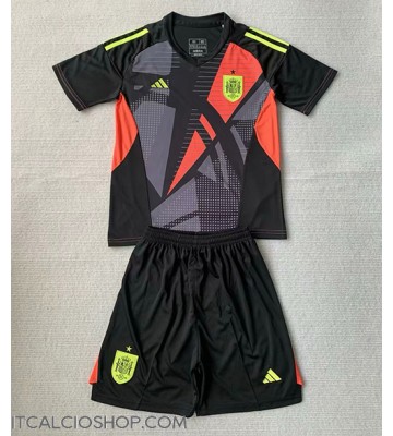 Spagna Portiere Seconda Maglia Bambino Europei 2024 Manica Corta (+ Pantaloni corti)
